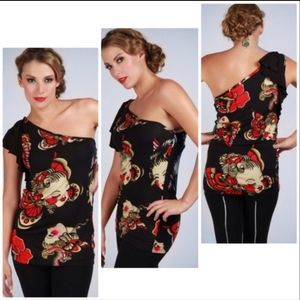 Iron Fist Mugsy Bugs One Shoulder Top Medium
